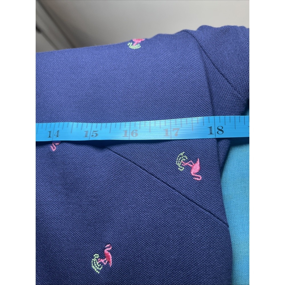 Talbots Polo Dress Womens L Blue Flamingo Embroidered AOP All Over Buttons - Picture 8 of 8